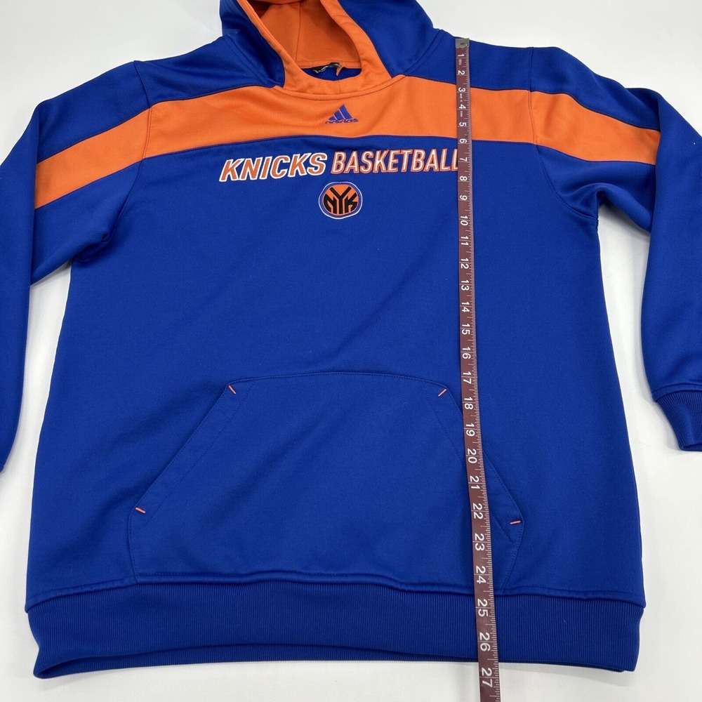 New York Knicks Sweatshirt Men's M Blue Orange adidas Hoodie NBA - Picture 5 of 8